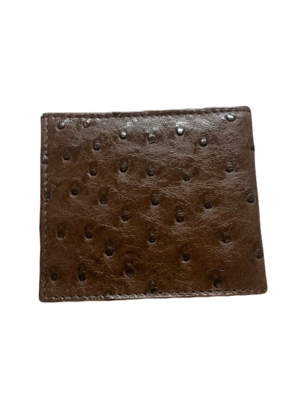 Lucchese Mens Dark Brown Genuine Ostrich Skin Hipster Billfold Wallet Made in US